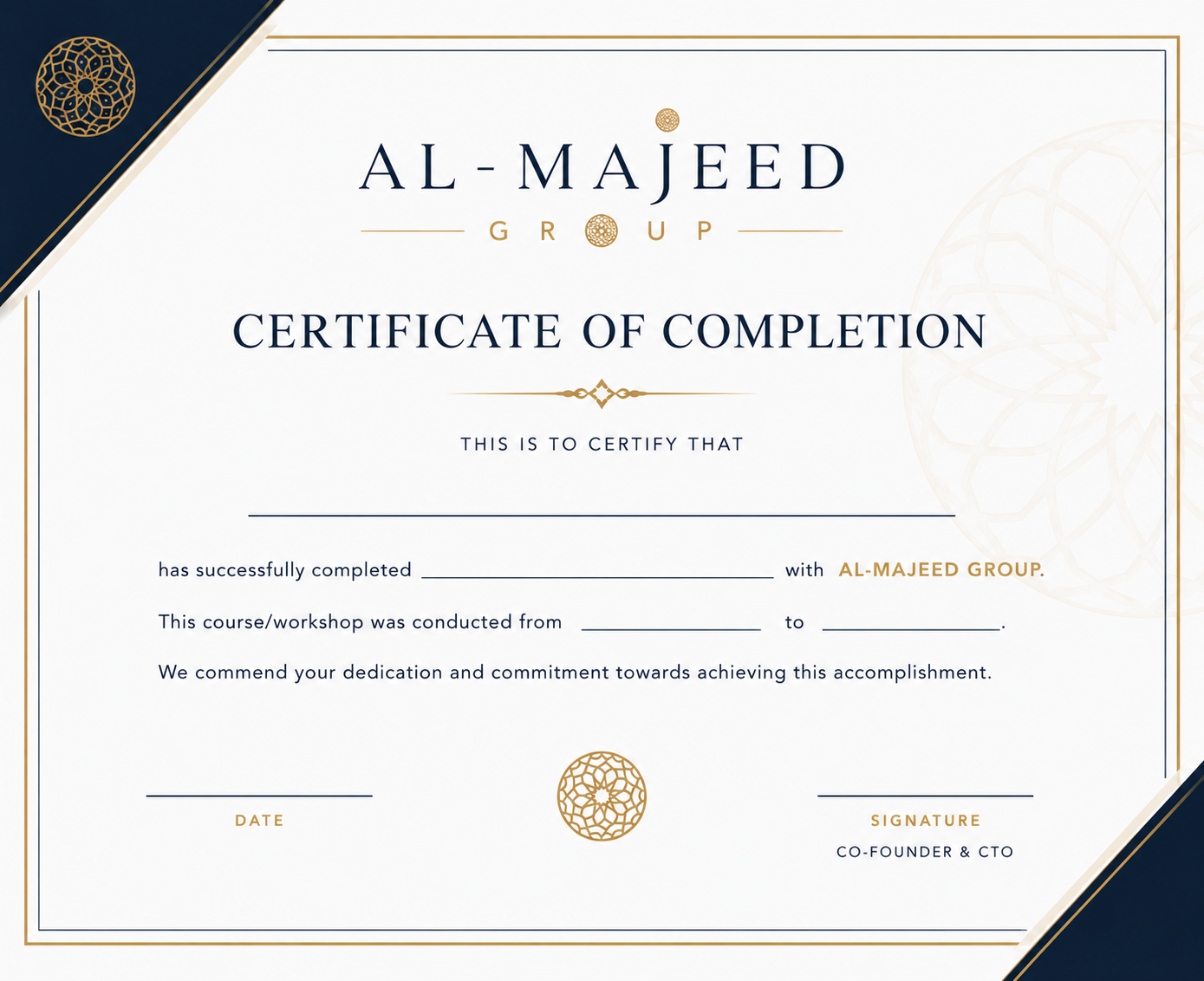 Al-Majeed Certificate of Course Completion